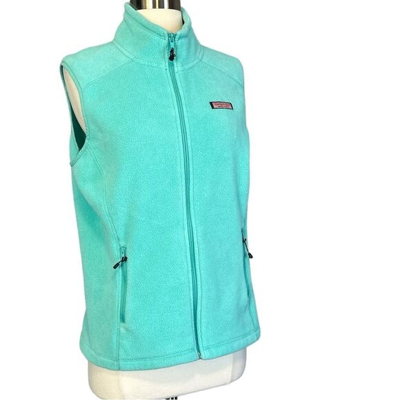 Vineyard Vines - Fleece Zipper Vest - Light Teal Aqua Color Sz M - Picture 2 of 7